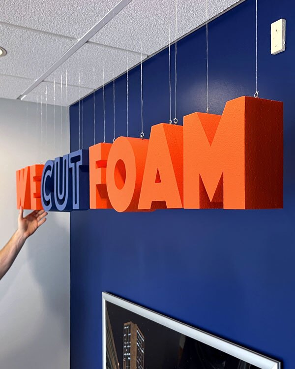 custom cut painted foam letters shape display, hanging