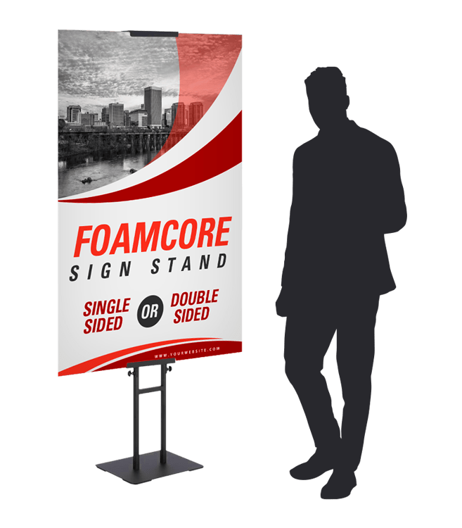 lightweight custom printed foamcore sign stand, stable base, for businesses restaurants venues or events, double sided single sided