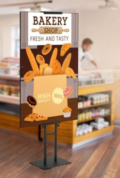 low profile custom printed replaceable sign stand for businesses restaurants venues or events stable legs