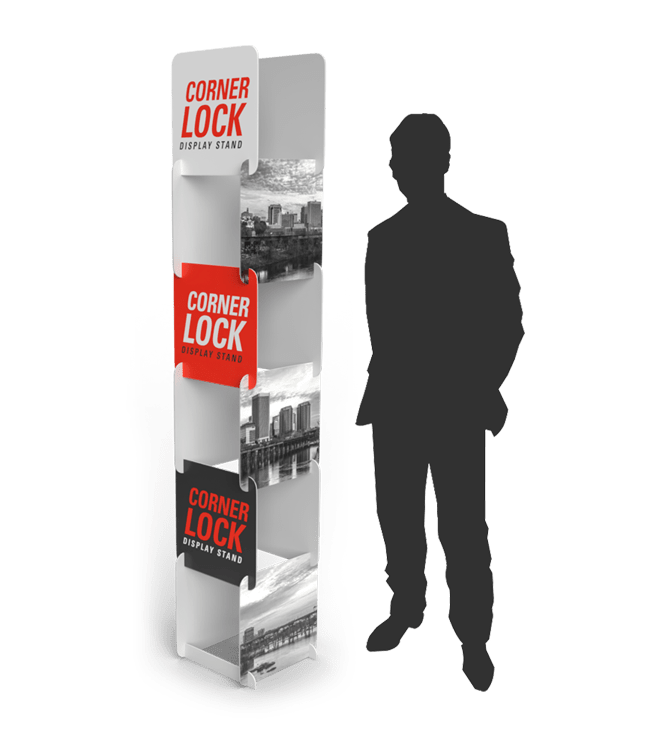 corner lock display, unique custom signage for business, multiple image display