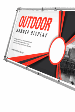 custom printed banner sign display outdoor, sturdy, weigjted. for businesses restaurants venues or events. wrinkle free