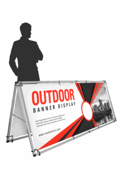 custom printed banner sign display outdoor, sturdy, weigjted. for businesses restaurants venues or events. wrinkle free