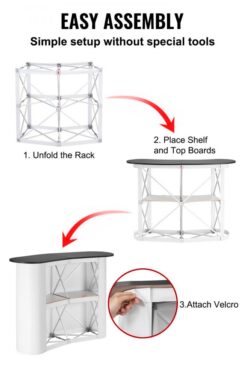 instructions for pop up tradeshow event podium booth. collapsible sturdy
