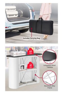 pop up tradeshow event podium booth. collapsible sturdy