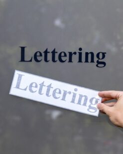 contour cut lettering on window glass